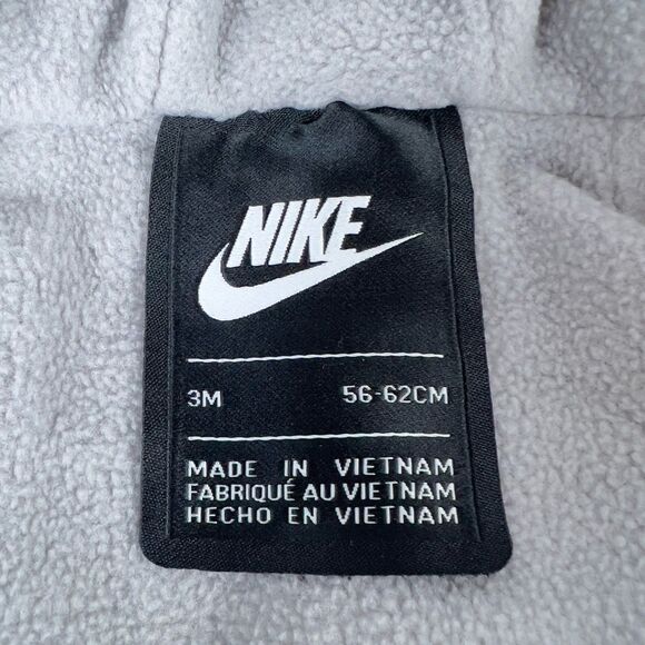 Nike Baby 3 Mo Fleece Lined Full Zip Puffer Snowsuit Atmosphere Gray Red Hooded - Picture 5 of 7